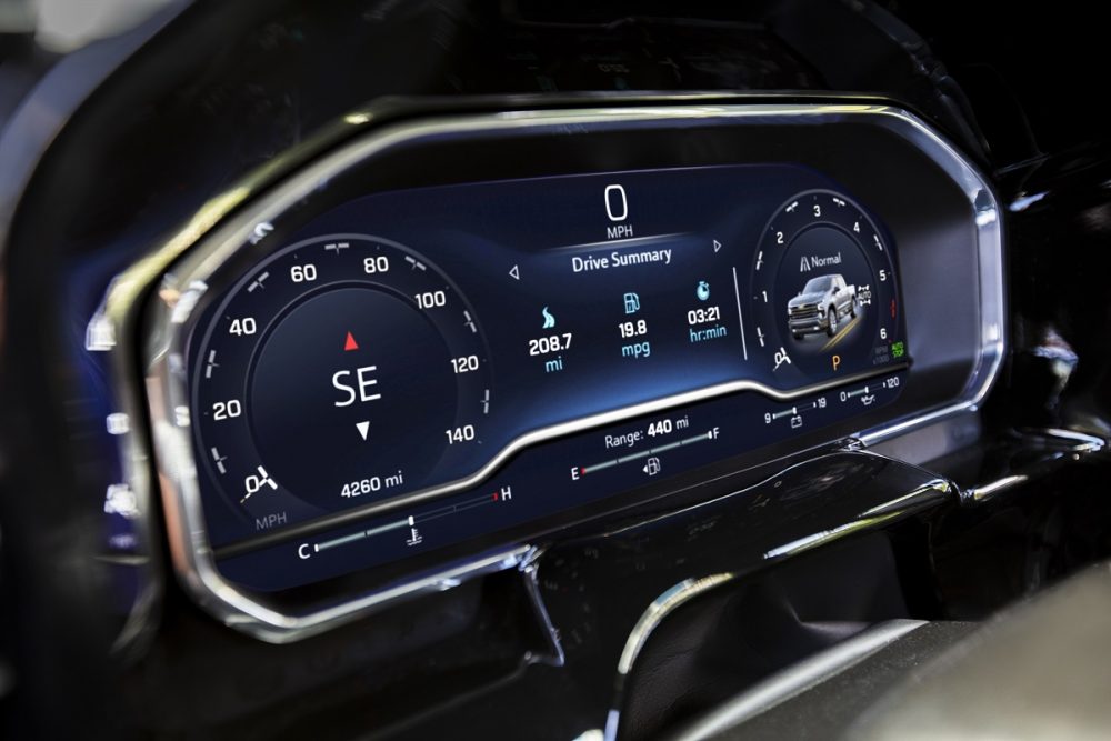 Close-up of 2022 Chevrolet Silverado 1500 LT digital instrument cluster