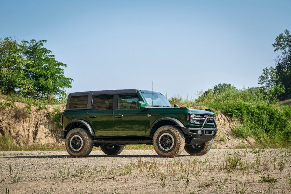 2022 Ford Bronco four-door in Eruption Green in the desert