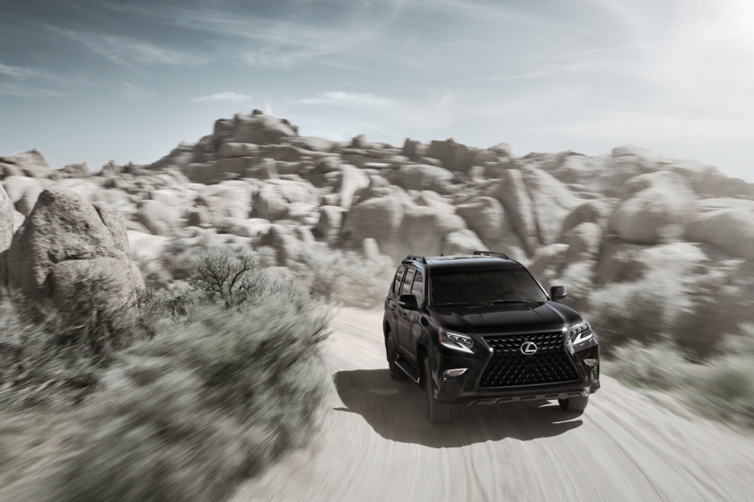 2022 Lexus GX Black Line Edition driving through a desert landscape