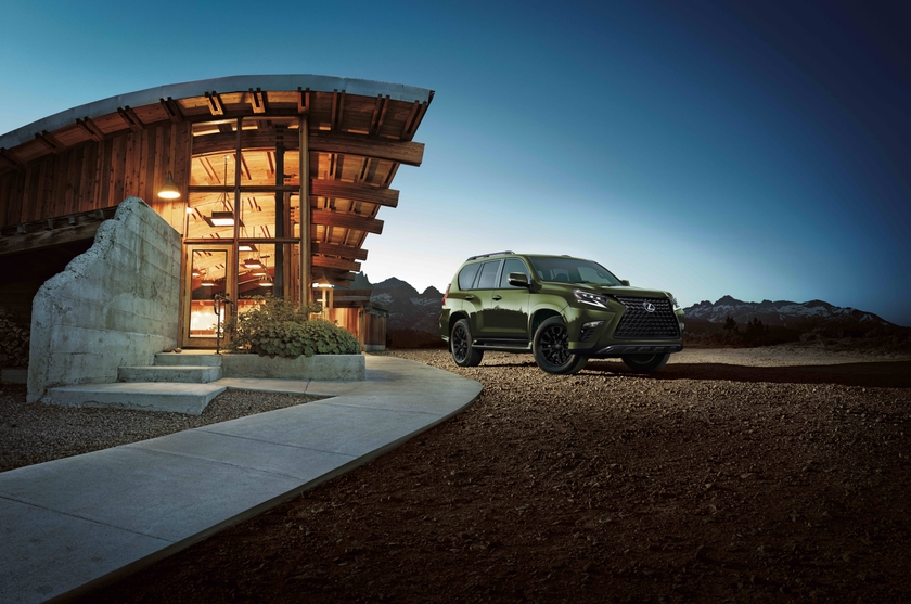 Nori Green 2022 Lexus GX Black Line Edition in front of modern architecture