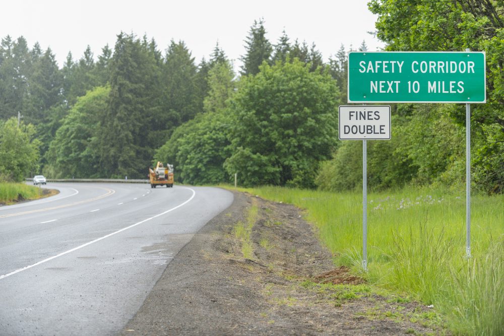 safety corridor sign distracted driving