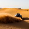 The Audi RS Q e-tron rally car traverses the Moroccan desert