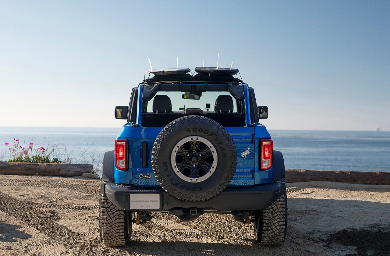 Ford Bronco Riptide project vehicle concept rear view ocean background