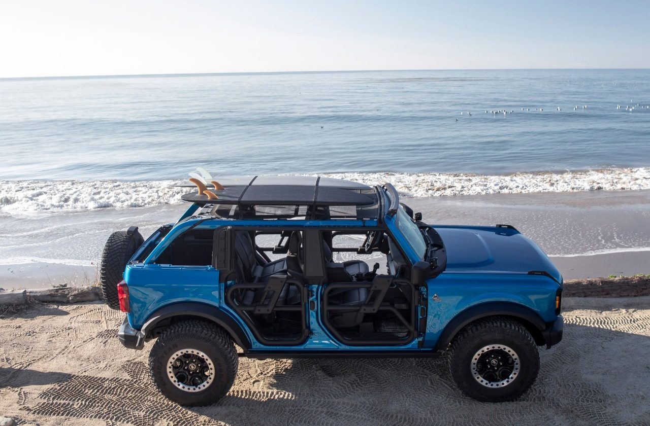 Ford Bronco Riptide project vehicle concept top-down right-side view ocean in background