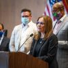 Mary Barra speaks at a podium