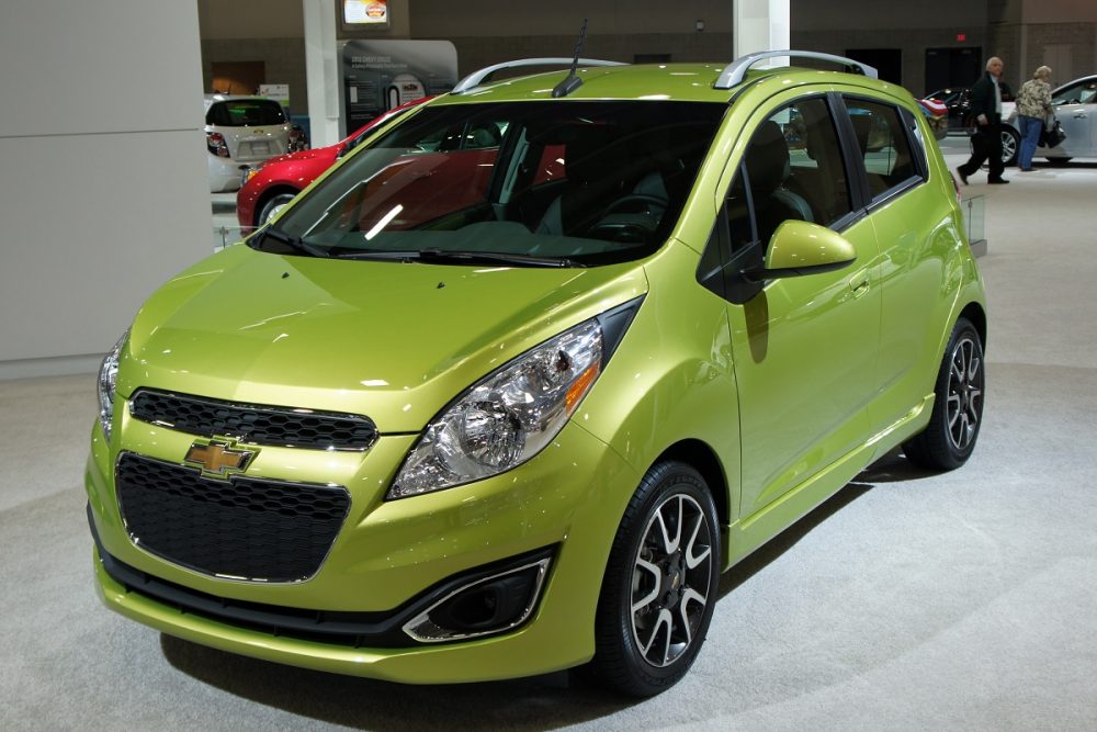 A lime green 2012 Chevrolet Spark at the Washington Auto Show