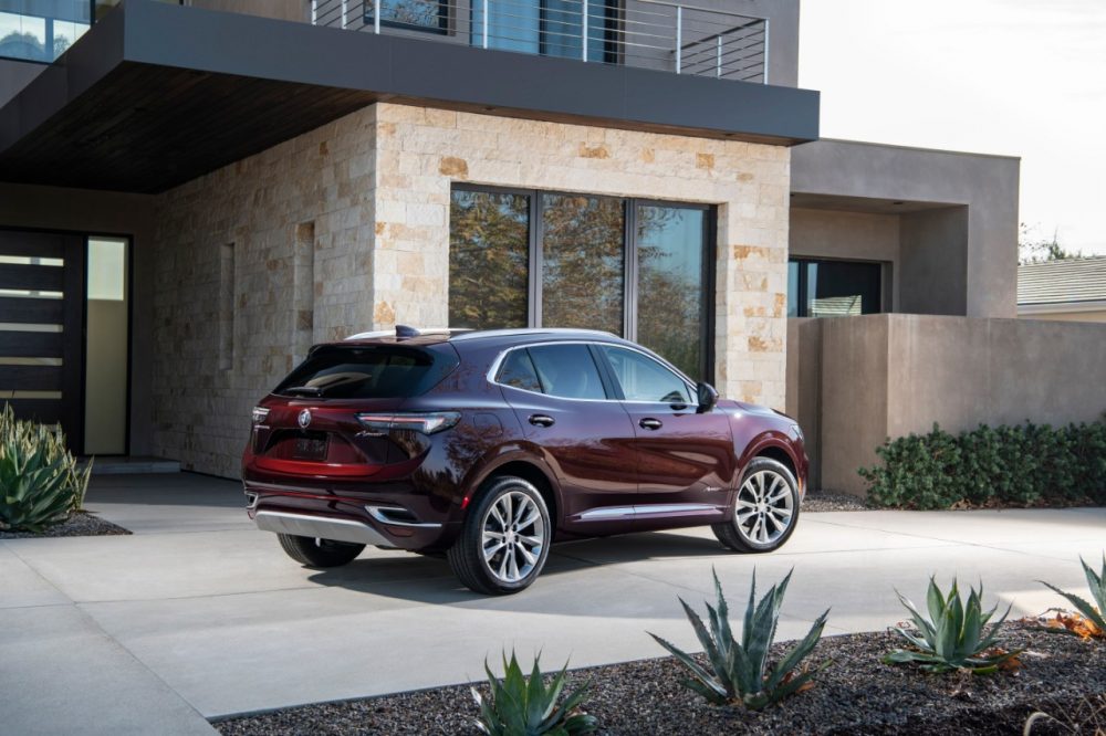 2022 Buick Envision parked in front of a stone building