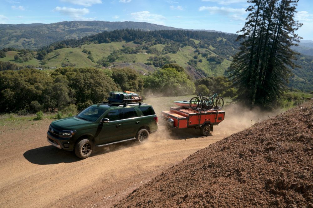 2022 Ford Expedition Timberline towing along a path