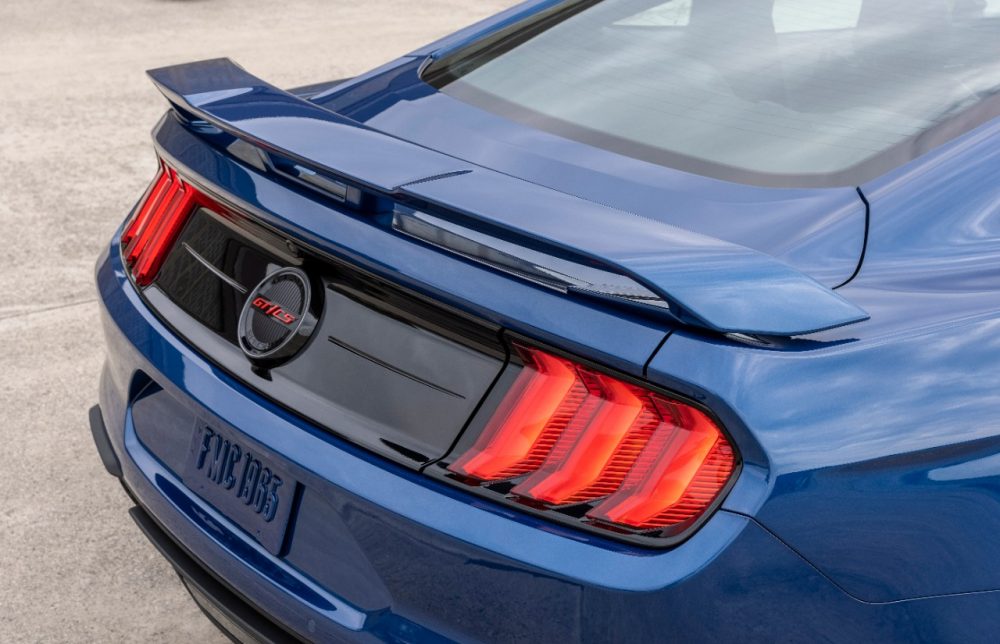 2022 Ford Mustang GT California Special in Atlas Blue rear taillamps and GT/CS badge