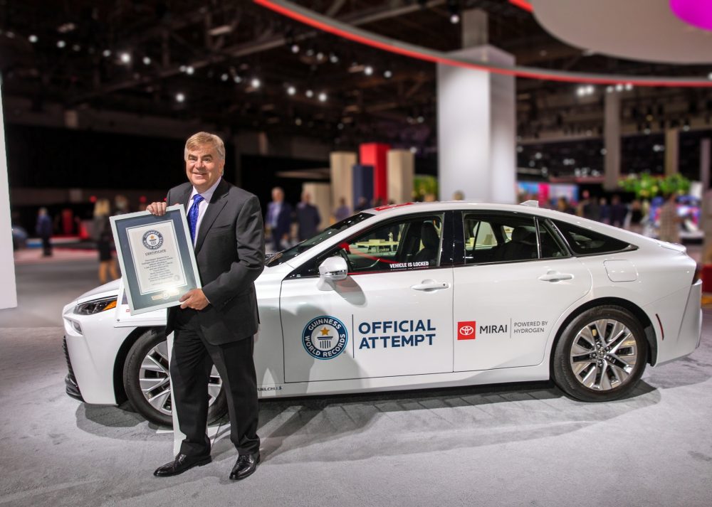 Bob Carter holds Toyota Mirai Guinness World Record certification