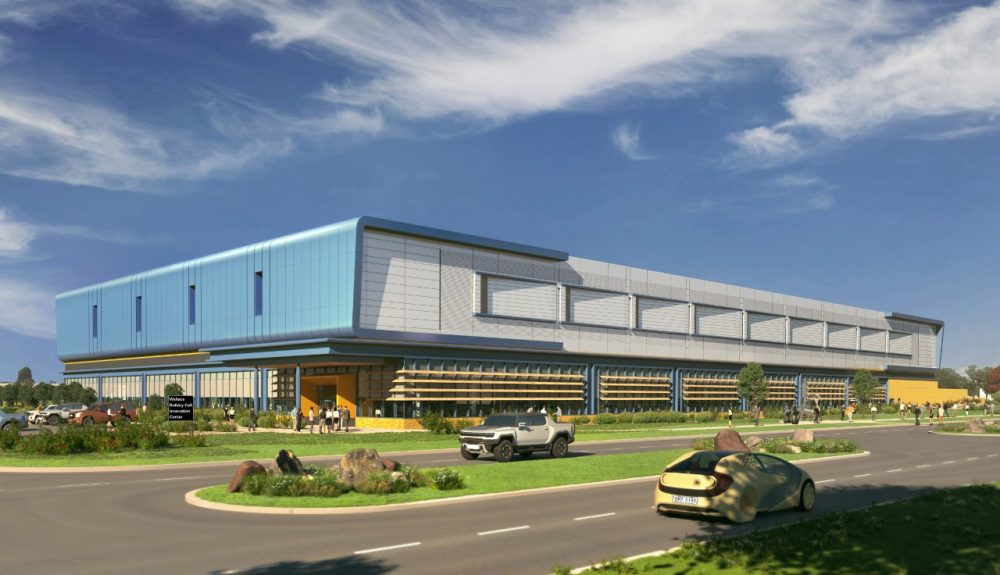 An architectural rendering of the Wallace Battery Cell Innovation Center exterior