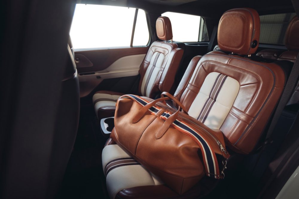 Lincoln Aviator Shinola Concept with Shinola duffle bag in second row