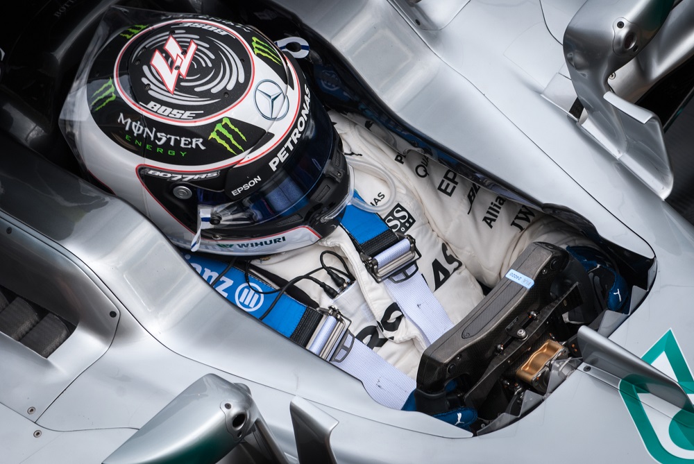 Valtteri Bottas in 2017 Mercedes F1 cockpit