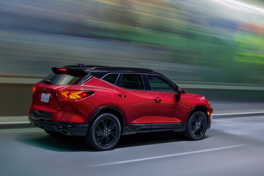 A red 2022 Chevrolet Blazer RS