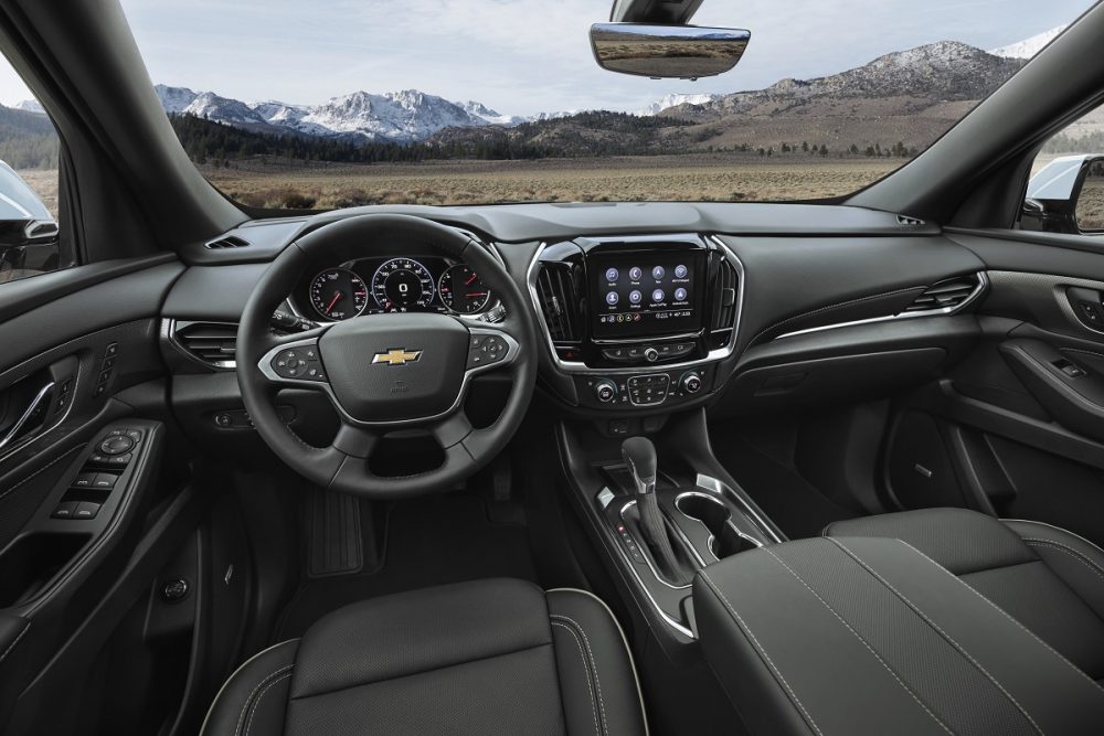 2022 Chevrolet Traverse Premier front seats, steering wheel, and dash