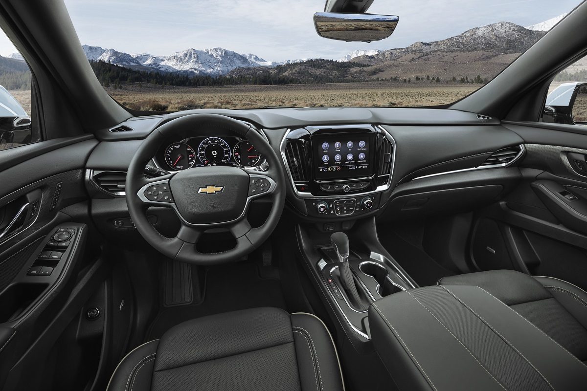 2022 Chevrolet Traverse Premier front seats, steering wheel, and dash