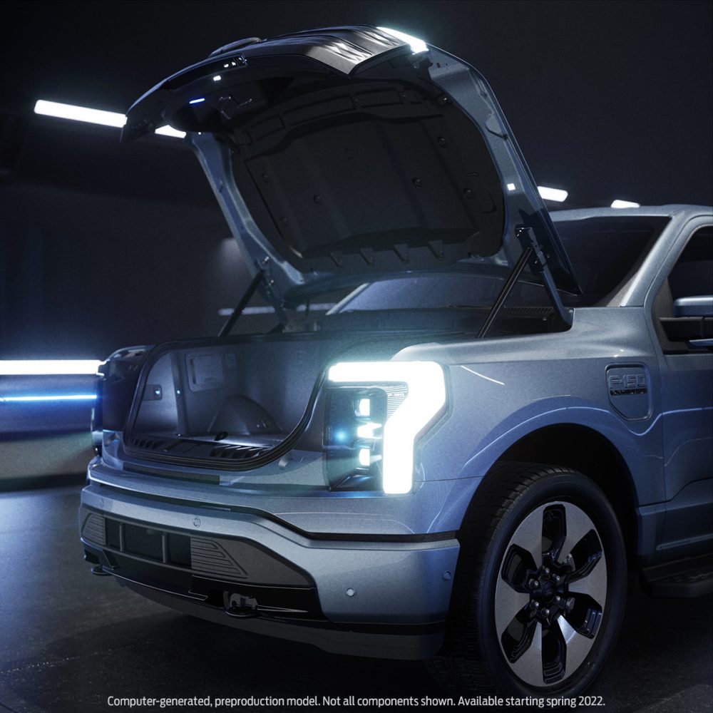 2022 Ford F-150 Lightning Power Mega Frunk open