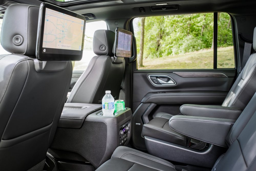 Side view of 2022 Chevrolet Suburban Z71 second row with Rear Seat Media System