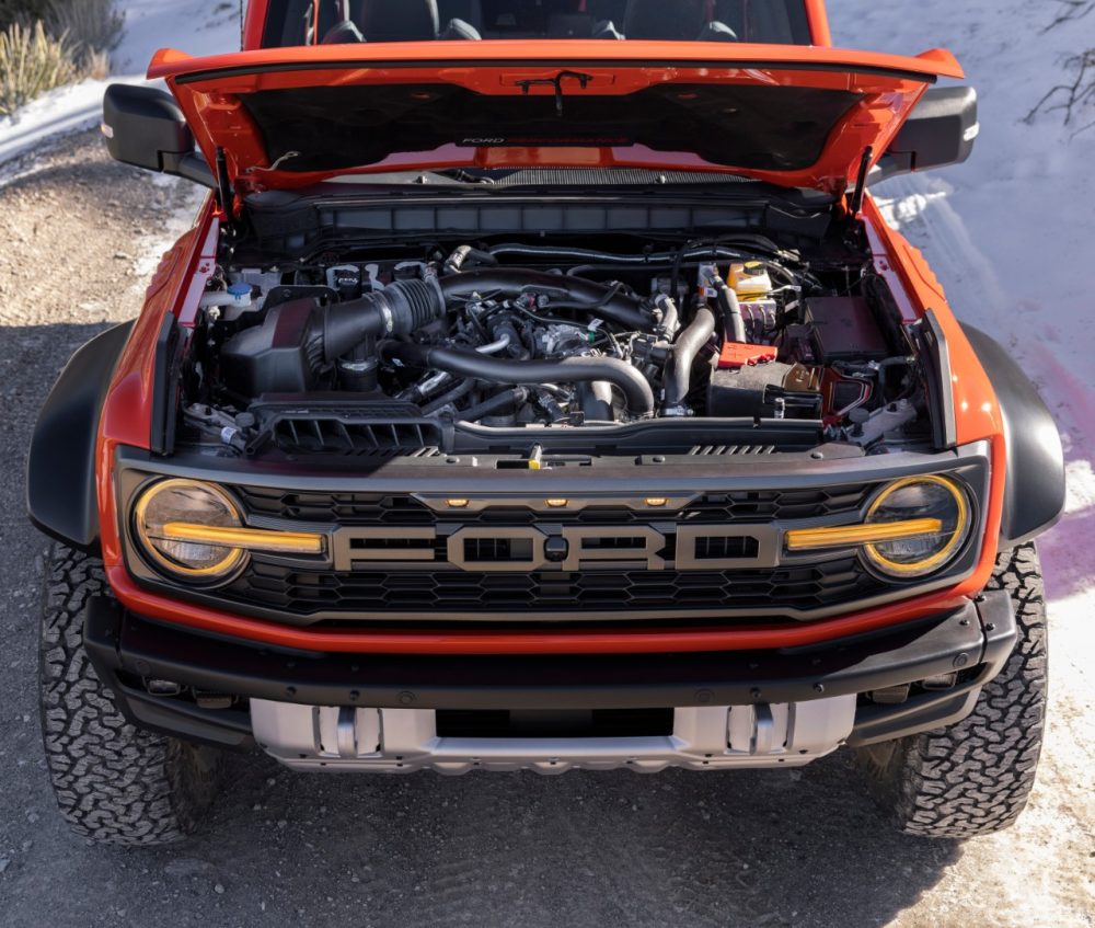 2022 Ford Bronco Raptor engine hood up