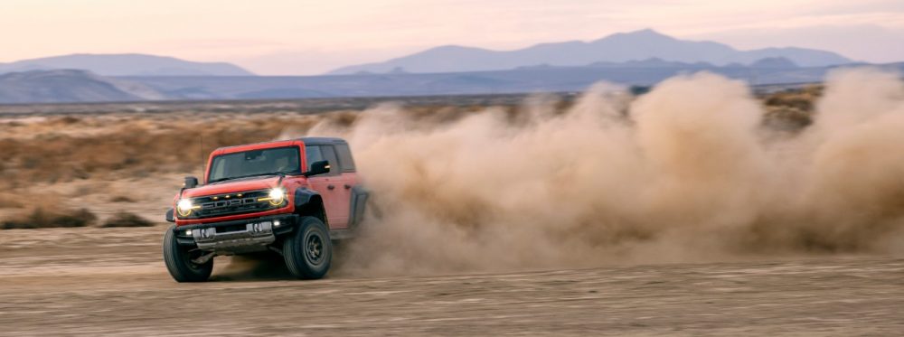 2022 Ford Bronco Raptor sideways dust up