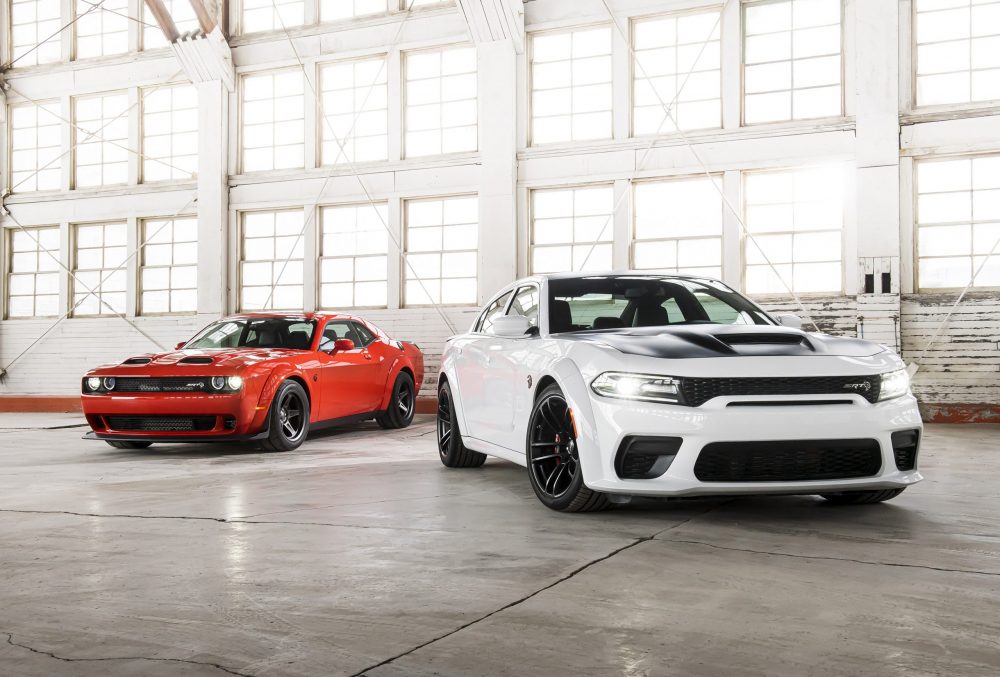 2022 Dodge Challenger SRT Super Stock (left) and 2022 Dodge Charger SRT Hellcat (right) | Looking Good: Dodge Earns Fourth Straight KBB Best Styling Brand Award 