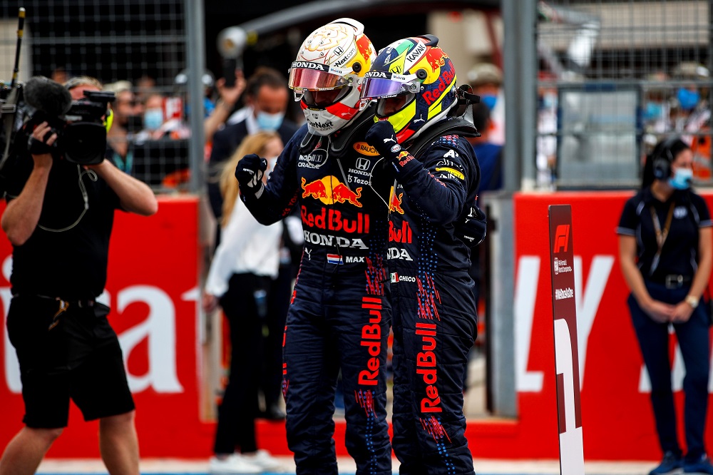 Verstappen and Perez flex for the cameras