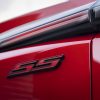 Close-up of red 2024 Chevrolet Blazer EV SS badge