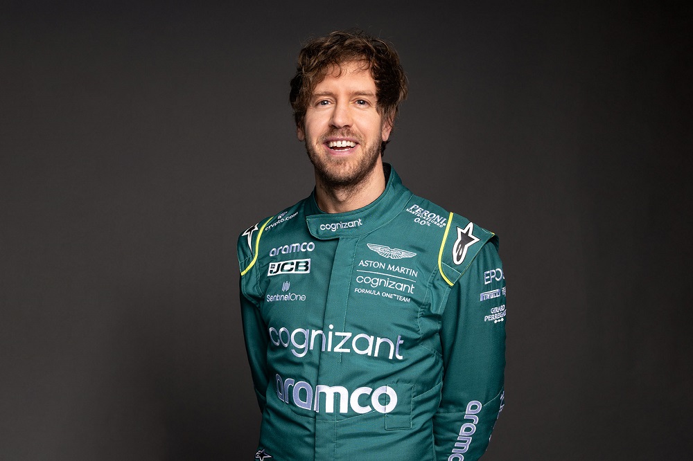 Sebastian Vettel in Aston Martin Racing overalls