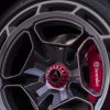 The Dodge Charger Daytona SRT Concept rolls on painted-pocket 21-inch wheels with diamond-cut faces that continue the concept’s aerodynamic efficiencies with a turbine-like design, and a red Fratzog logo embellishes the wheel center locks.