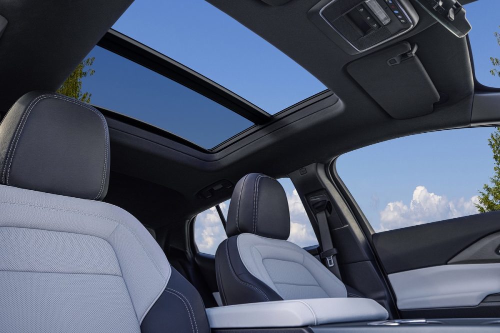 View of sunroof and seats in 2024 Chevrolet Equinox EV 3LT