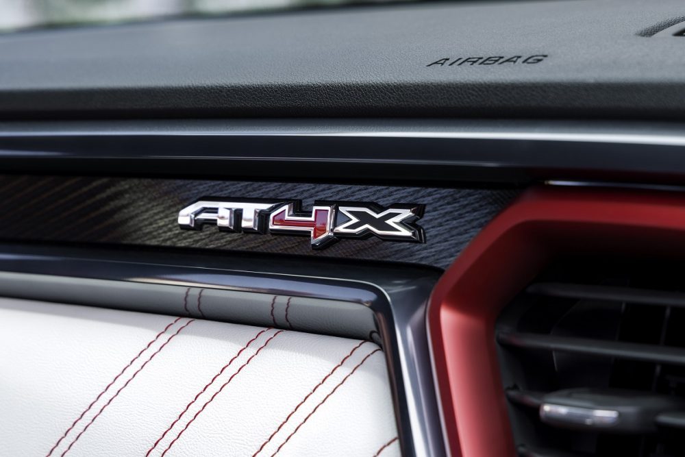 Close-up view of 2023 GMC Canyon AT4X interior badging