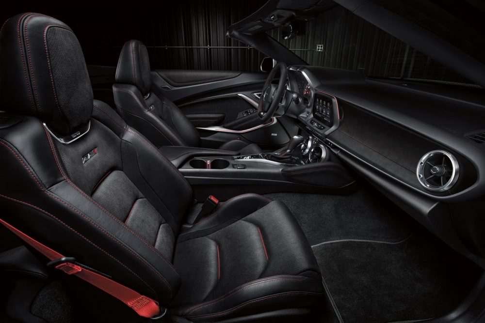 Interior view from passenger door of 2023 Chevrolet Camaro