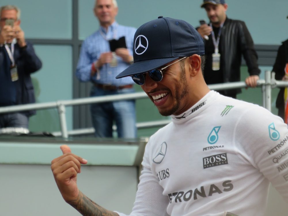 Lewis Hamilton laughing