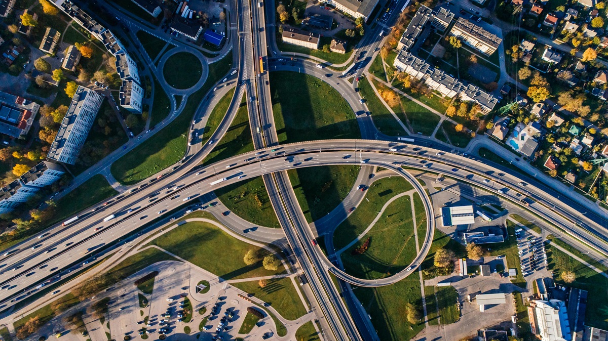 Aerial photo of highway roads