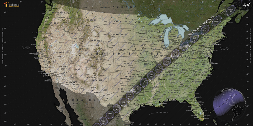 A NASA map of the eclipse’s April 8 path of totality