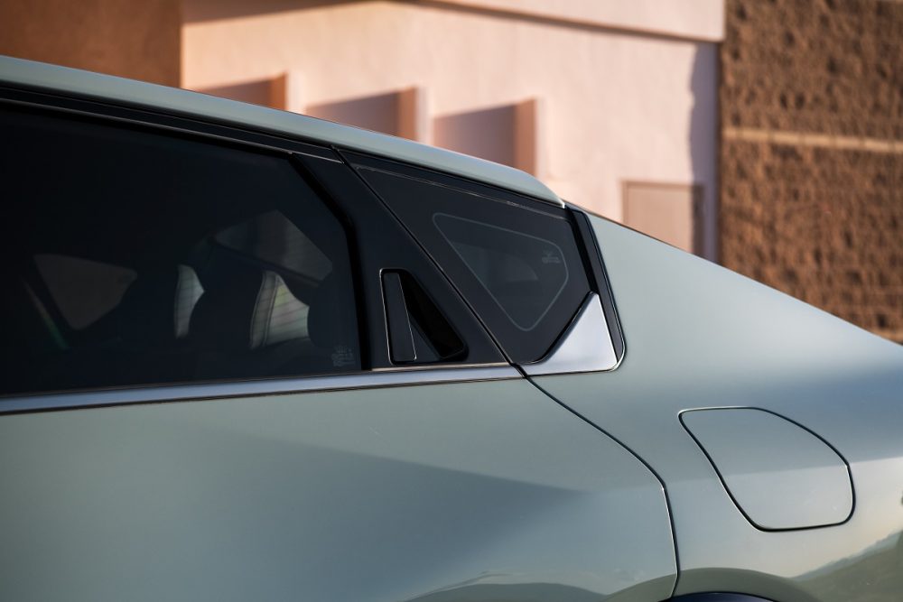 Close up shot of the 2025 Kia K4 C-pillar door handle