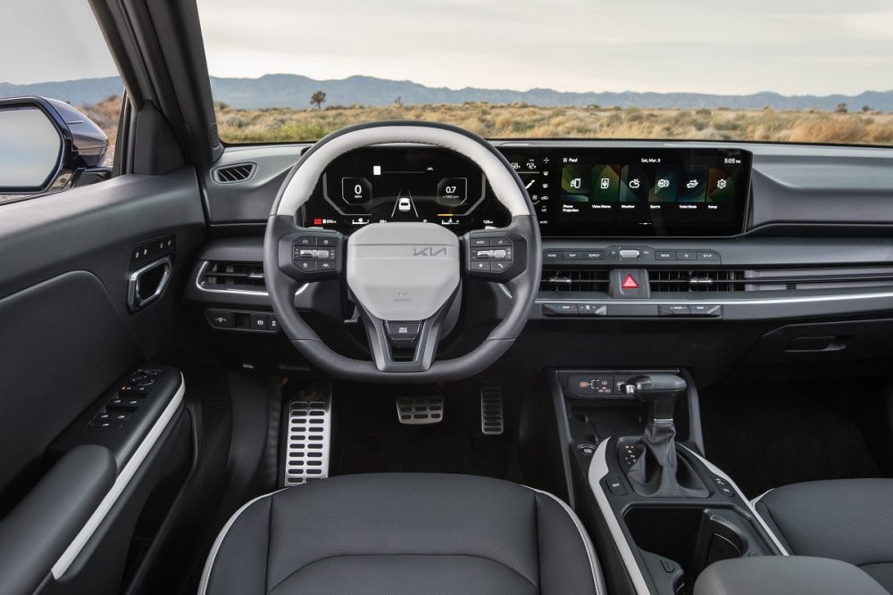 Interior shot from the perspective of the driver in the 2025 Kia K4