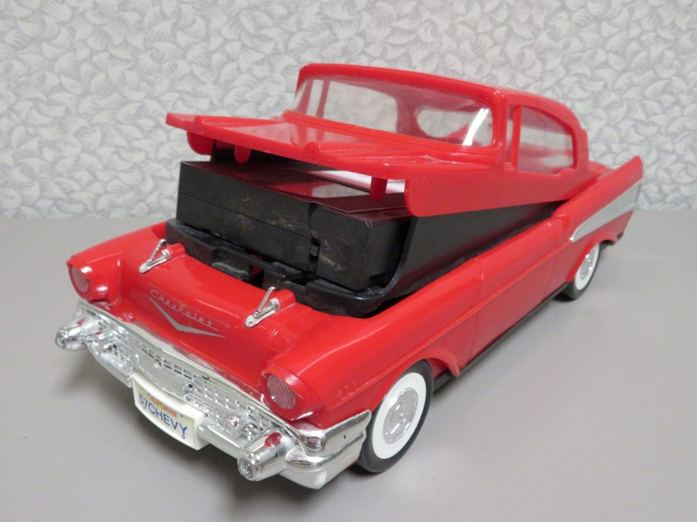 VHS Video Cassette Tape Rewinder Car 1957 Chevy red VCR memorabilia top