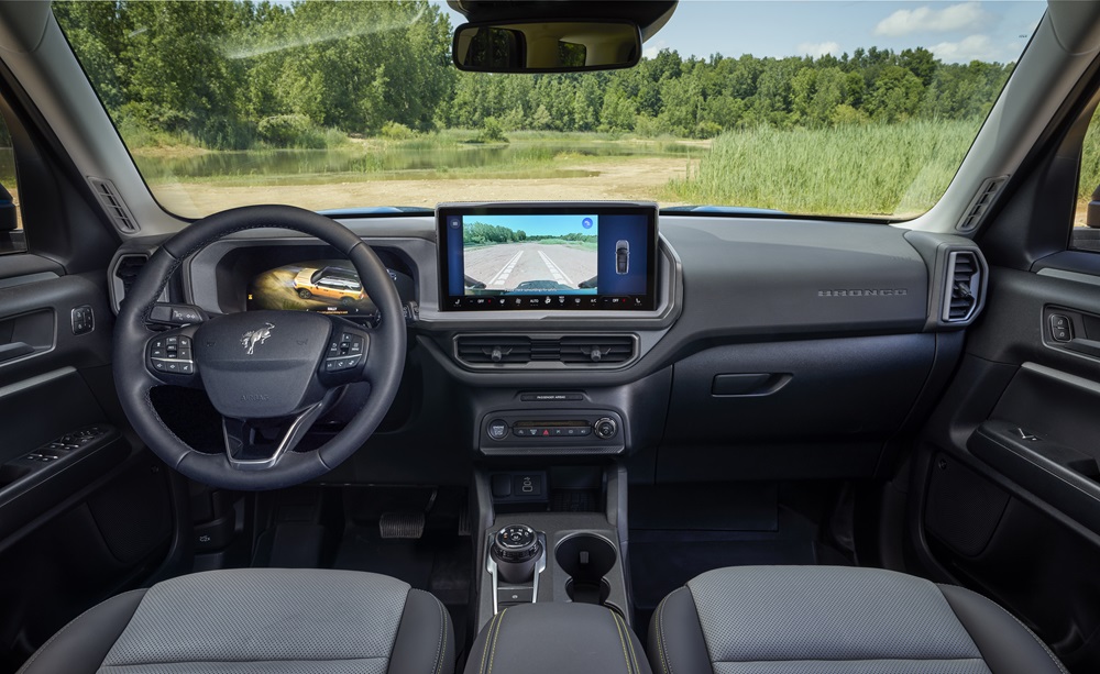 The interior of the new 2025 Ford Bronco Sport, which features a largest-in-class 13.2-inch center touchscreen