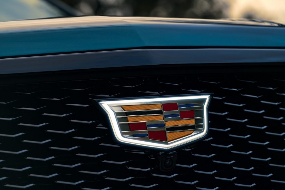 Illuminated crest on the 2025 Cadillac Escalade Sport Platinum.