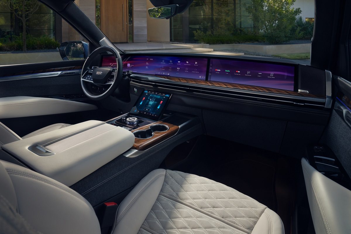 View of the 2025 Cadillac Escalade Sport Platinum interior, with a focus on the display.