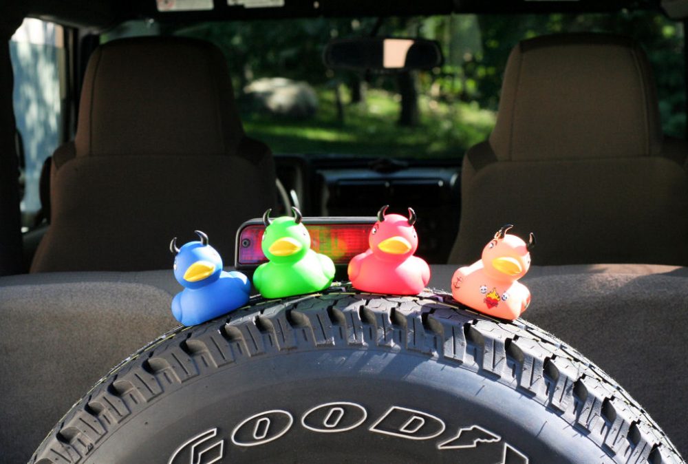 Rubber Ducks on Jeep Spare Tire