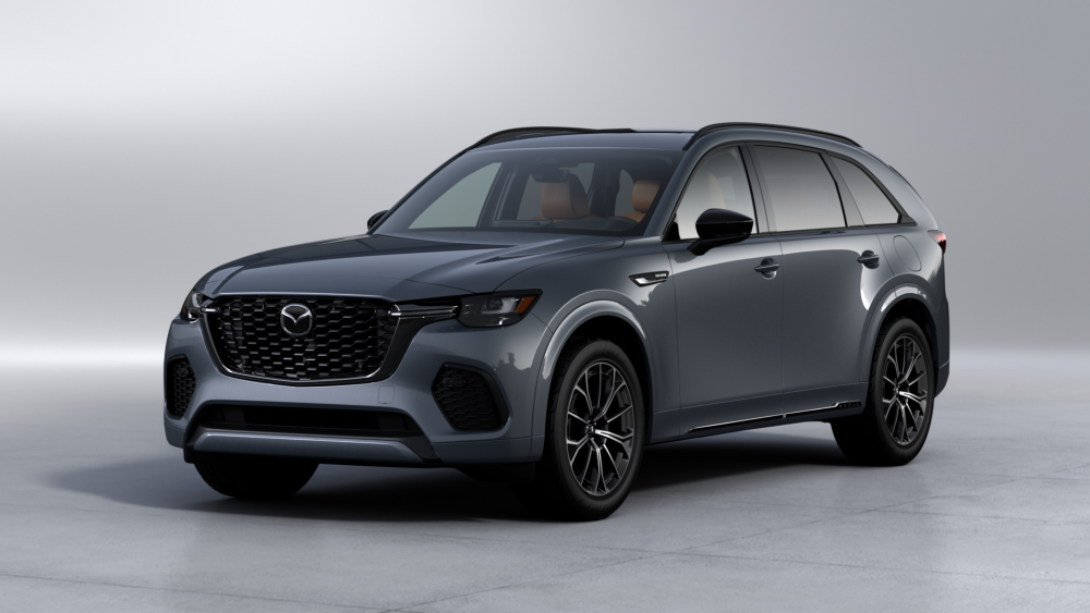 Front 3/4 View of 2025 CX-70 in Polymetal Gray