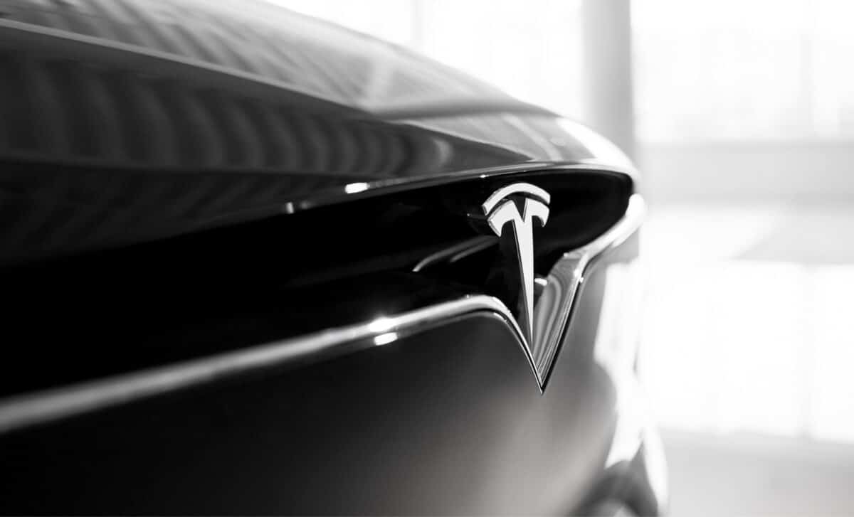 Close-Up Tesla Logo Sign