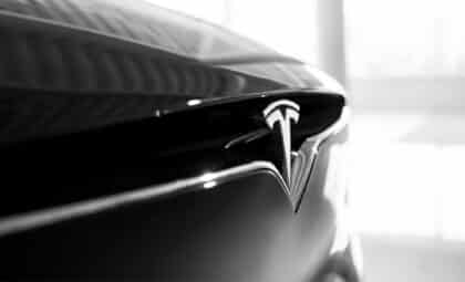 Close-Up Tesla Logo Sign