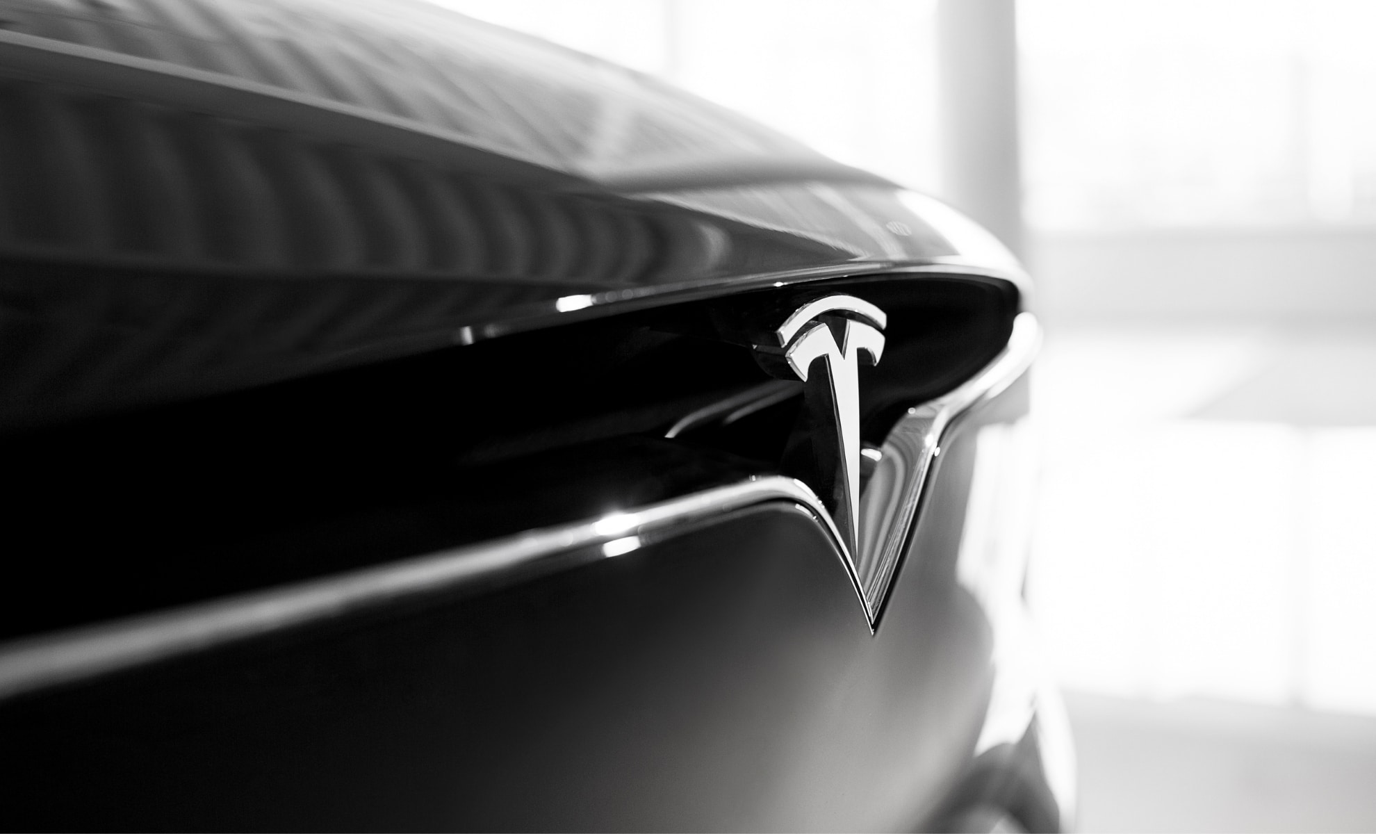 Close-Up Tesla Logo Sign