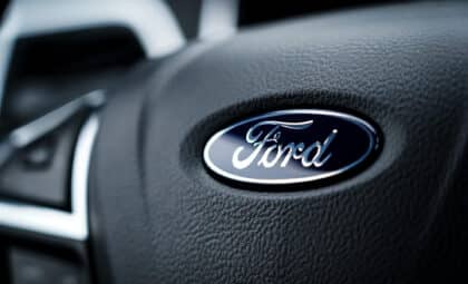 Ford Logo on a steering wheel