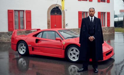Lewis Hamilton and a Ferrari car