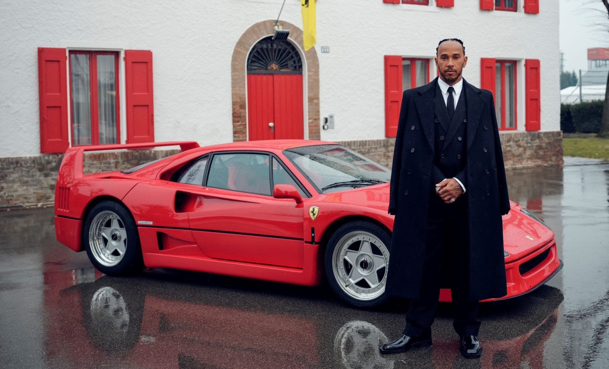 Lewis Hamilton and a Ferrari car
