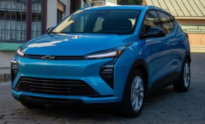 A blue 2027 Chevrolet Bolt